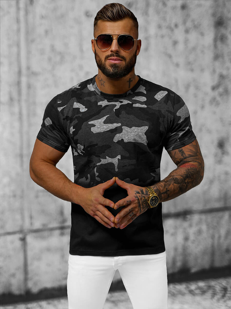 T-shirt męski grafitowy OZONEE JS/8T86/5Z