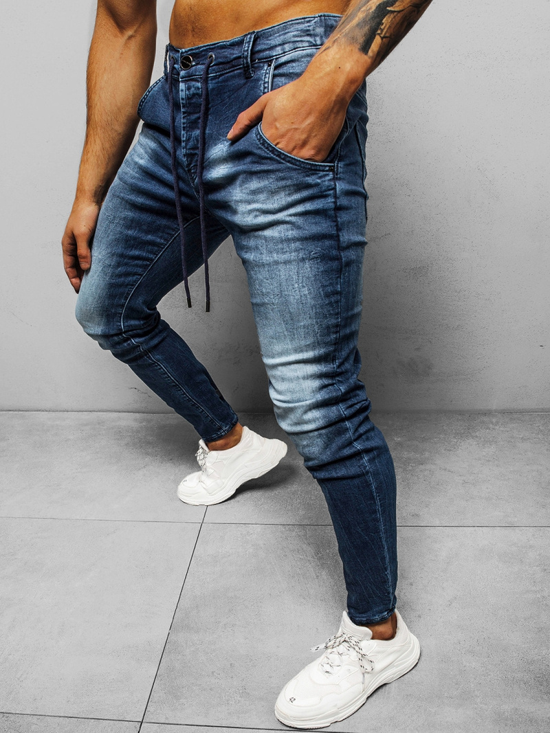 Spodnie jeansowe męskie ciemno-niebieskie OZONEE NB/MP0004BS