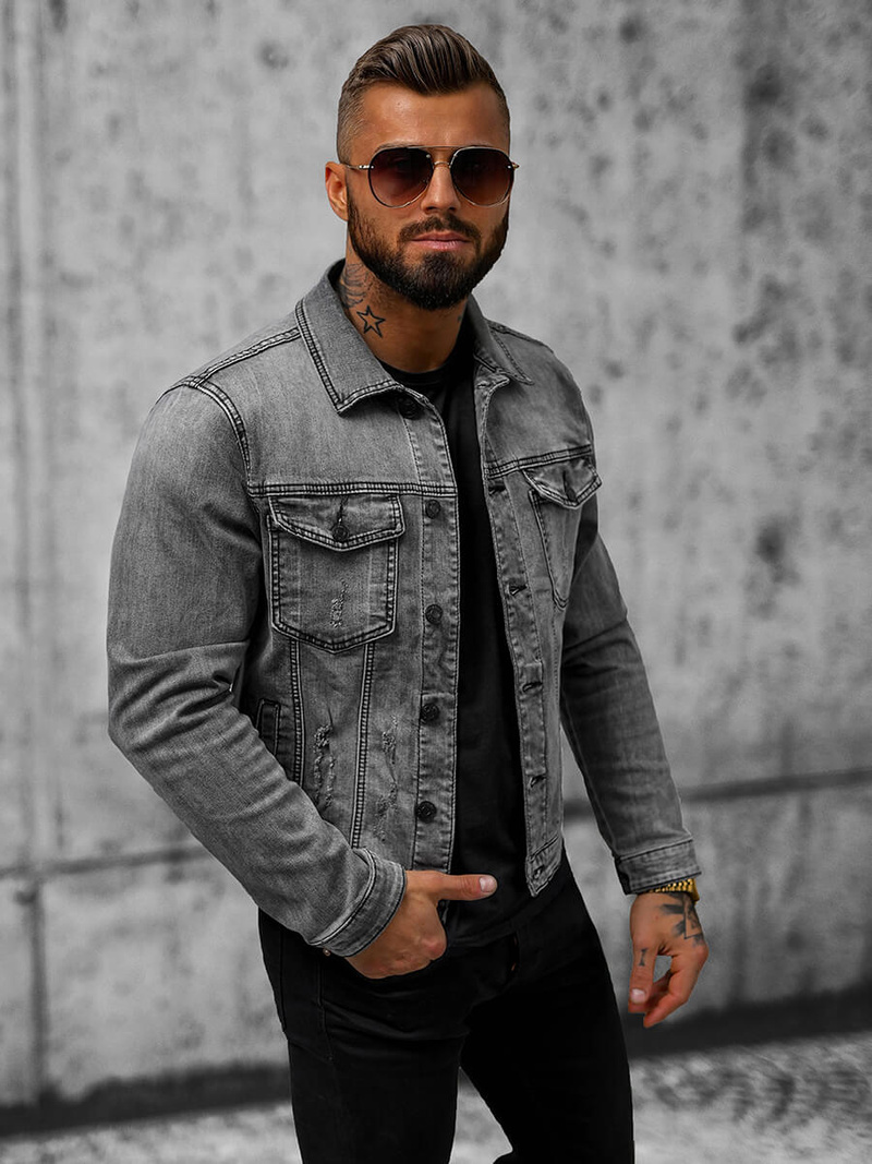 Куртка чоловіча джинсова Графітова OZONEE T/90022Z