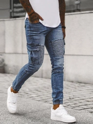 Spodnie jeansowe joggery męskie niebieskie OZONEE NB/MP0092BS