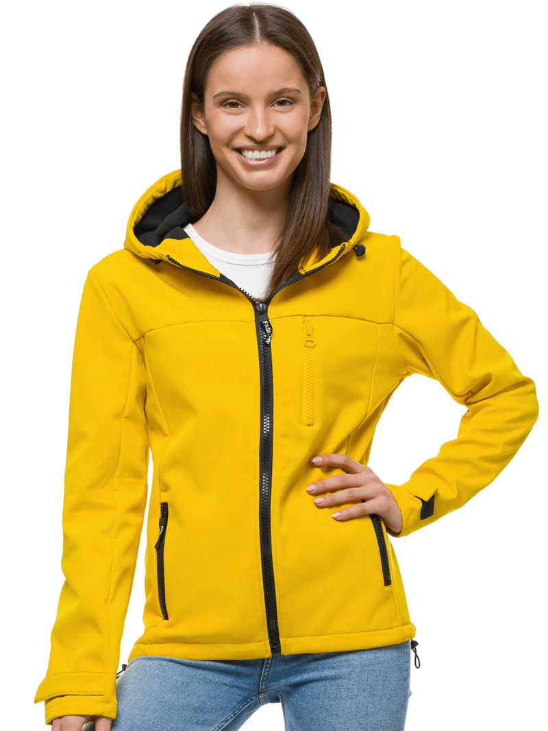 Kurtka softshell damska z kapturem żółta OZONEE JS/KSW6007