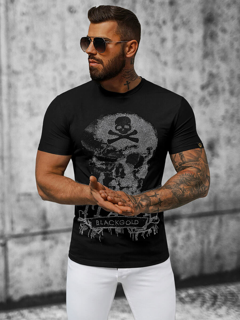 T-shirt męski slim fit czarny OZONEE NB/MT3025