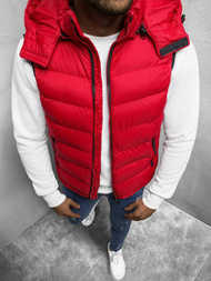 Kamizelka męska pikowana z kapturem czerwona OZONEE N/6875/3