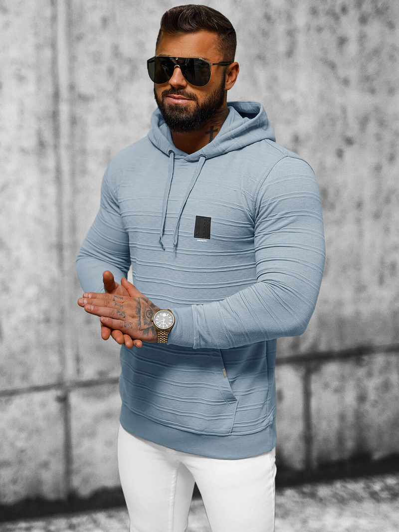 Bluza z kapturem męska niebieska OZONEE O/TB2272