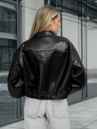 Жіноча шкіряна куртка Чорна OZONEE JS/11Z8281Z