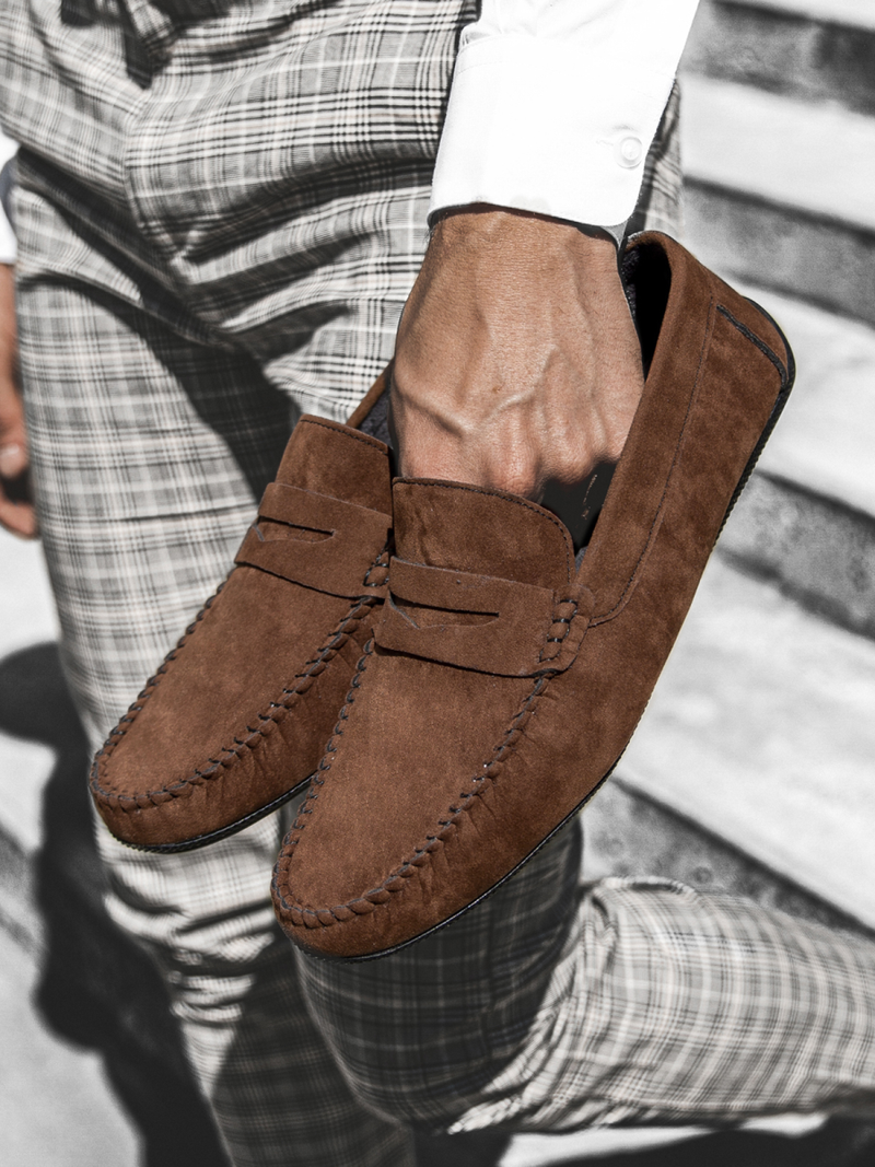 Buty męskie slip on brązowe t/125