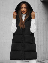 Стьобаний жіночий жилет чорний OZONEE O/81266Z