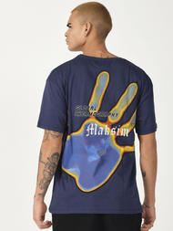 T-Shirt męski z nadrukiem granatowy OZONEE MR/21538