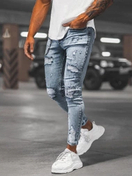 Spodnie jeansowe męskie jasno-niebieskie OZONEE DP/214