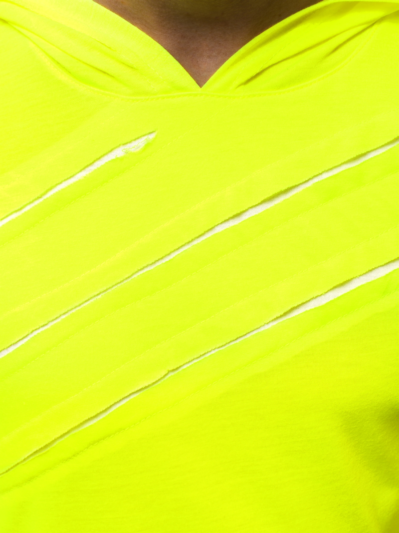 T-Shirt męski z kapturem żółty-neonowy OZONEE A/1185XZ