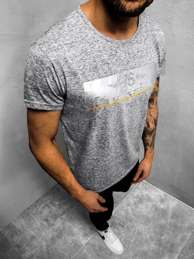 T-Shirt męski grafitowy OZONEE JS/KS2056Z
