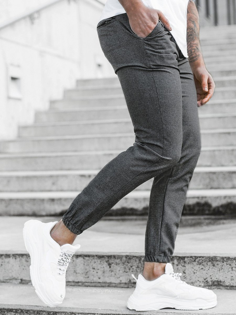 Spodnie męskie chino joggery grafitowe OZONEE DJ/5255/21Z