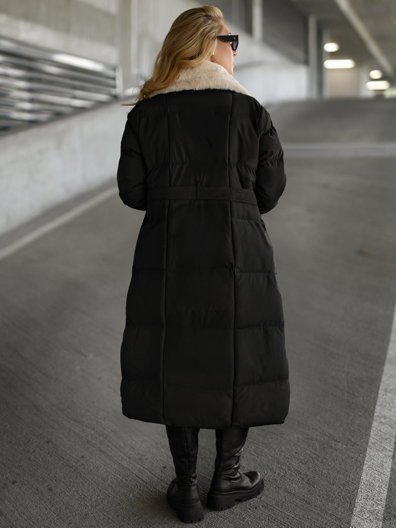 Płaszcz zimowy damski pikowany czarno-biały OZONEE JS/16M9168/392B