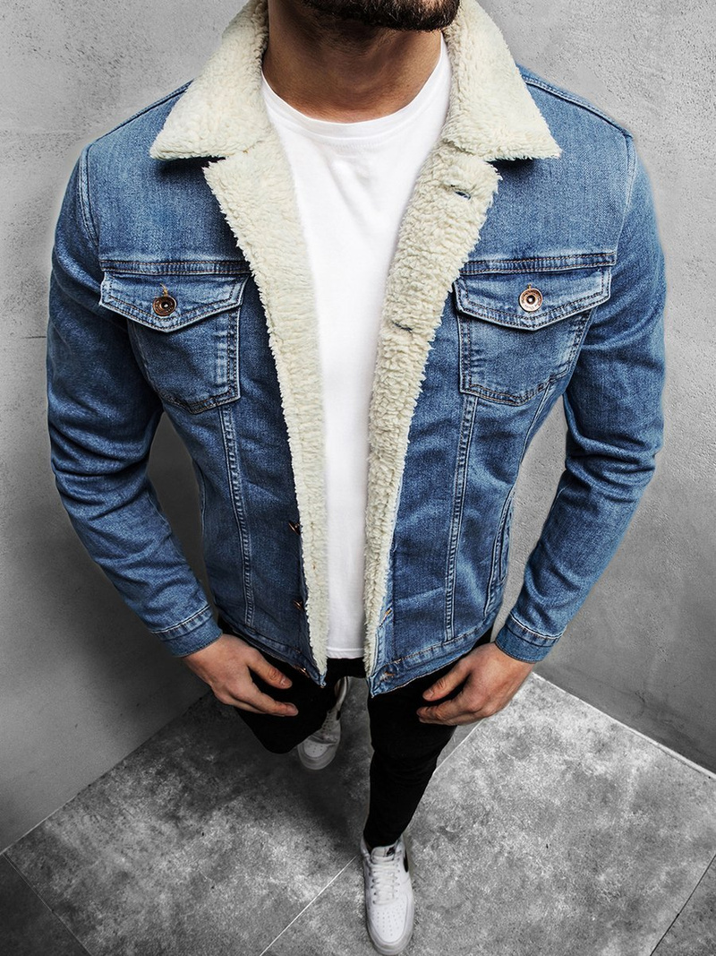 Kurtka męska jeans jasno-niebieska OZONEE BN/5938Z