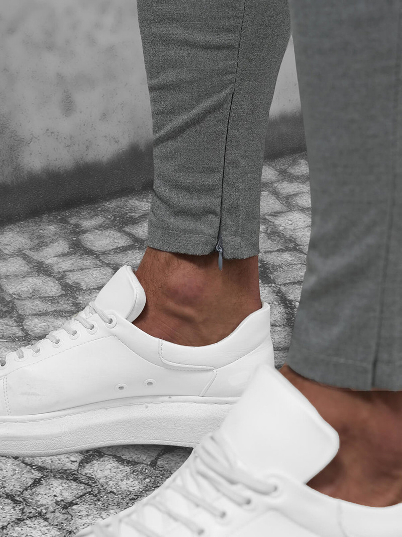 Spodnie męskie chino materiałowe grafitowe OZONEE DJ/550170