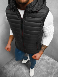 Kamizelka męska pikowana z kapturem czarna OZONEE N/7100/1