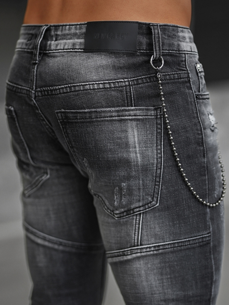 Spodnie jeansowe męskie czarne OZONEE NB/MP0051NZ