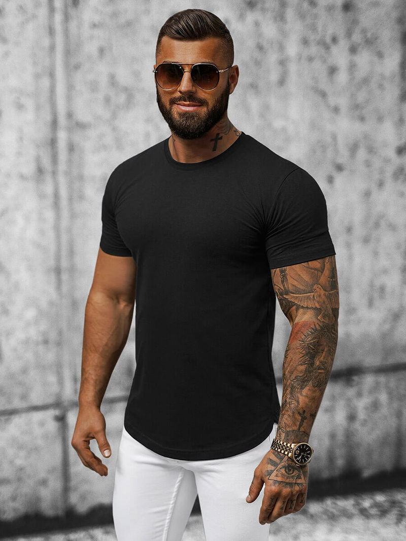 T-shirt męski czarny OZONEE B/181227Z