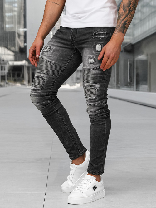 Spodnie jeansowe męskie slim fit czarne OZONEE NB/MP0142NZ