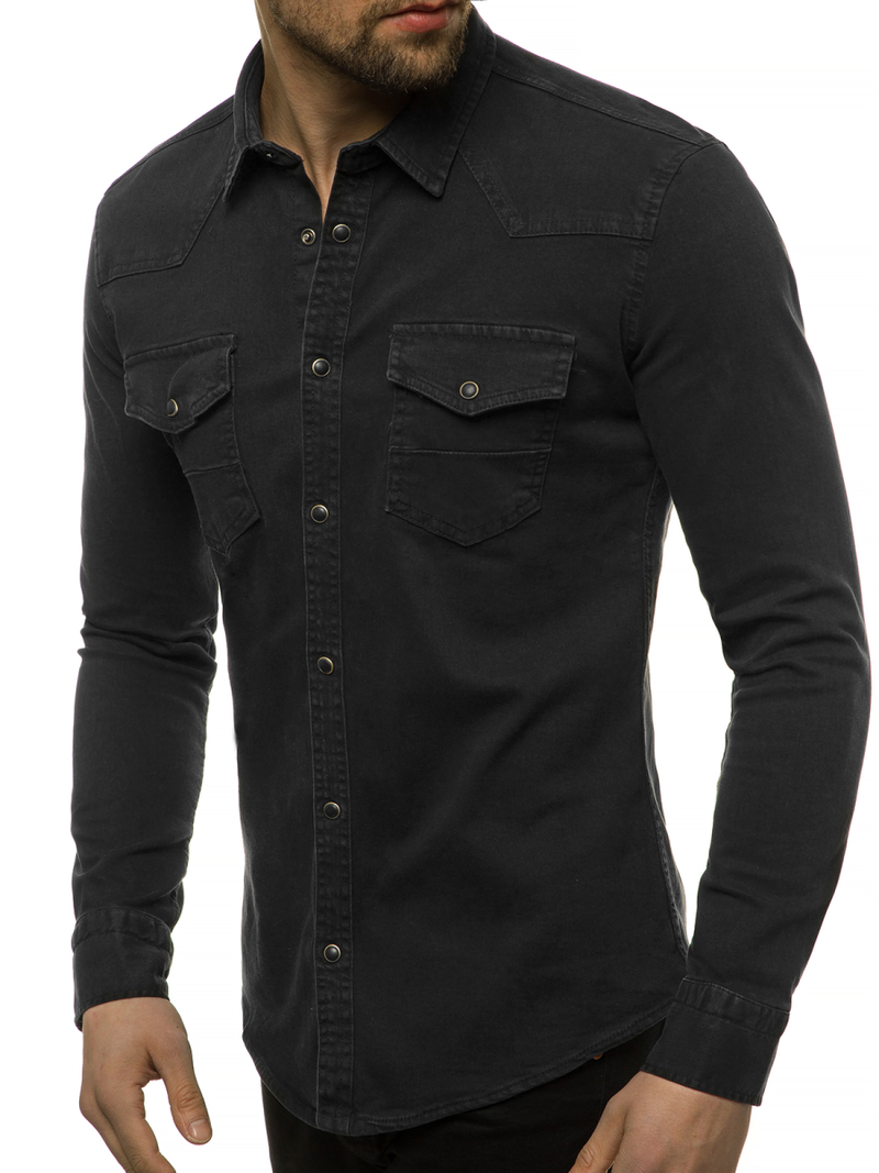 Сорочка чоловіча Чорна OZONEE R/1599