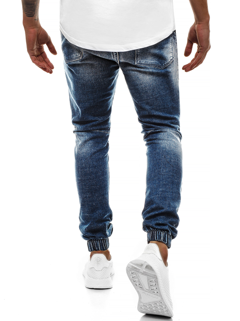 Spodnie jeans jogger męskie ciemno-niebieskie OZONEE G/1067