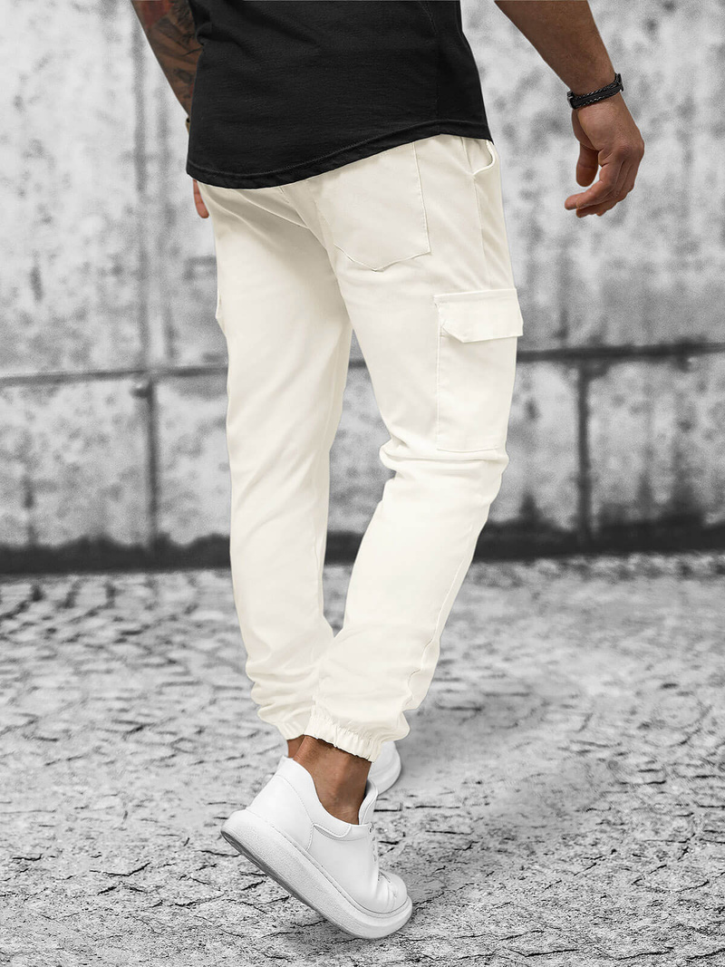 Spodnie męskie chino joggery ecru OZONEE O/P4051