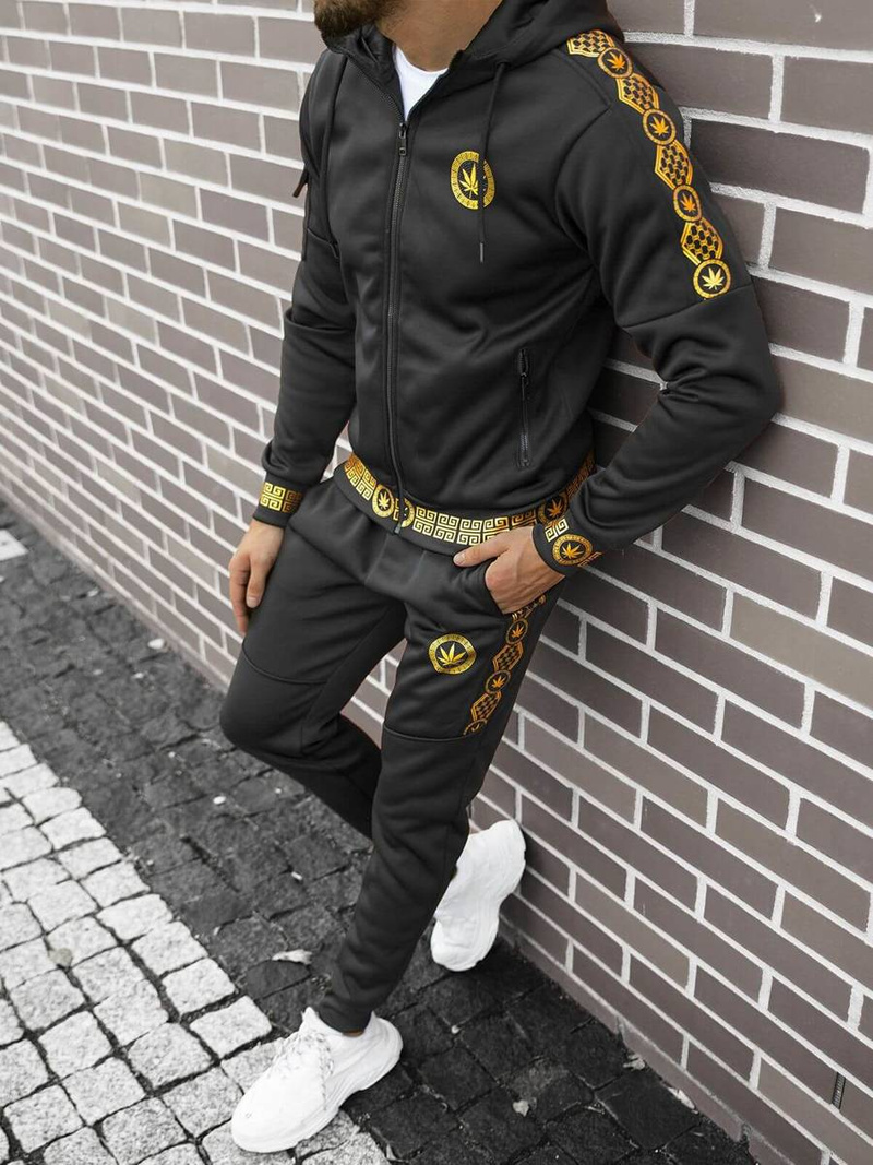 Спортивний костюм чоловічій чорно-золотава OZONEE O/HM500