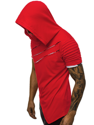 T-Shirt z kapturem męski czerwony OZONEE O/1187XZ