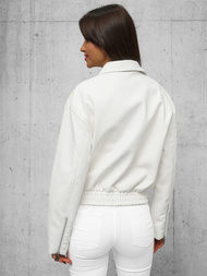 Kurtka skórzana damska biała OZONEE O/G116Z