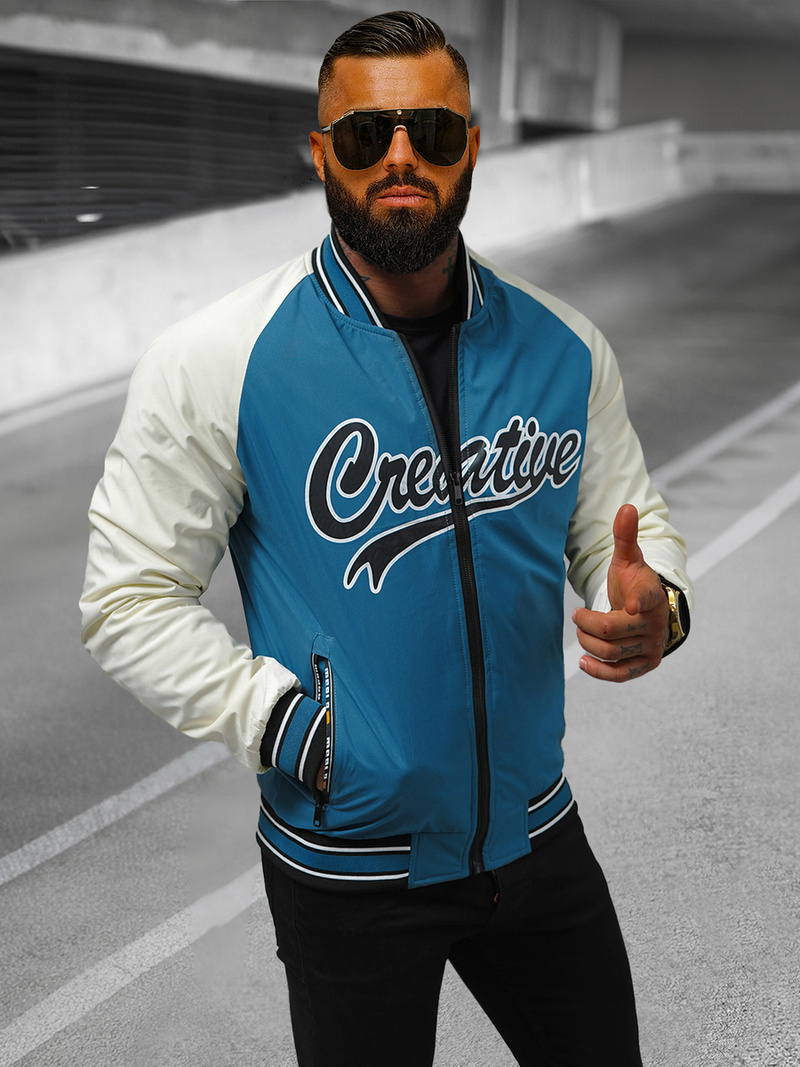 Kurtka męska bomberka niebieska OZONEE JS/84M3011/243