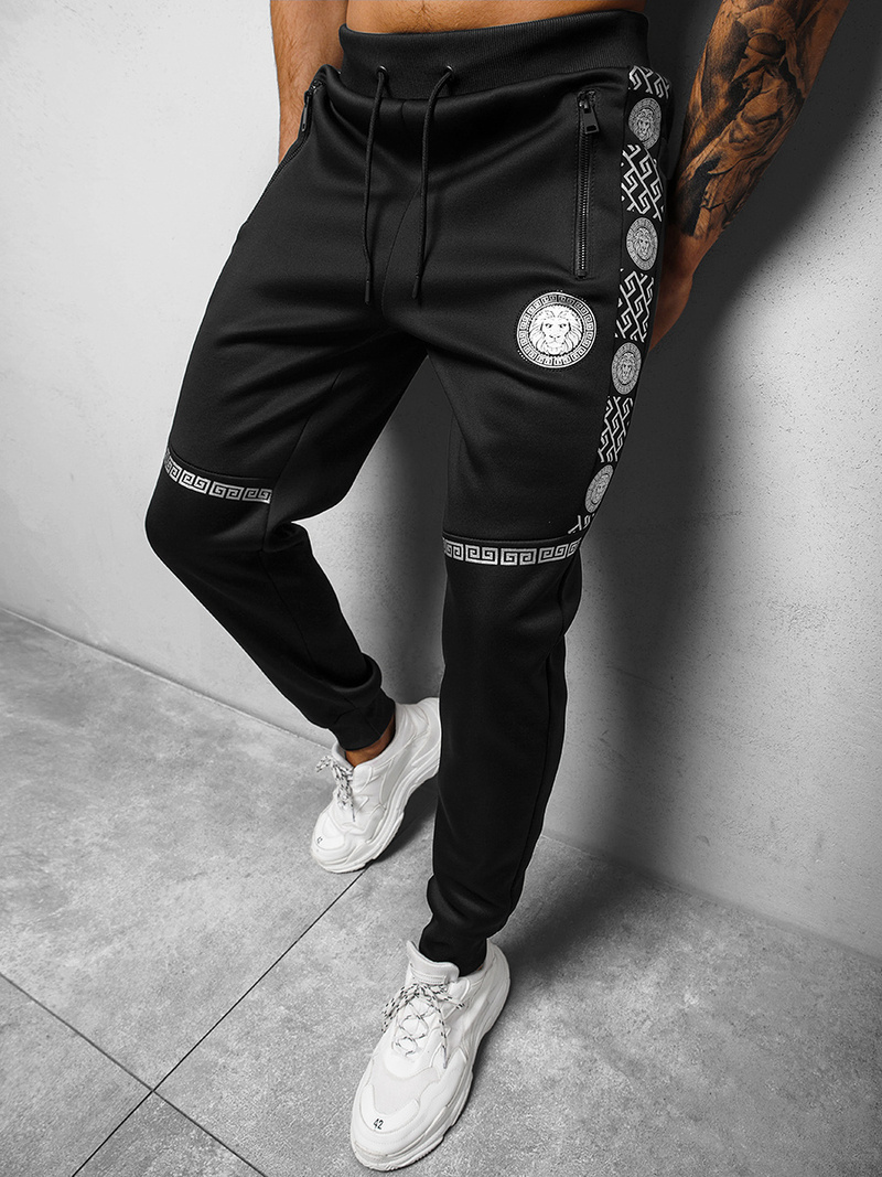 Штани спортивні чоловічі чорно-срібляста OZONEE O/HM665