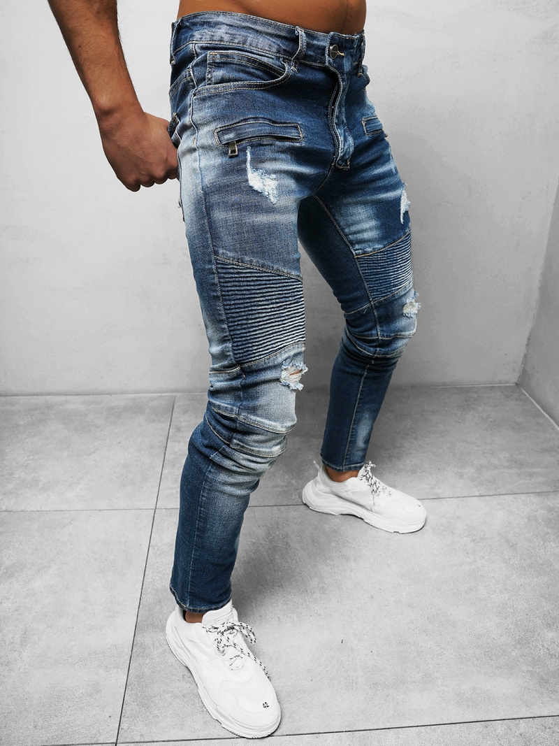 Spodnie jeansowe męskie niebieskie OZONEE NB/MP0030B