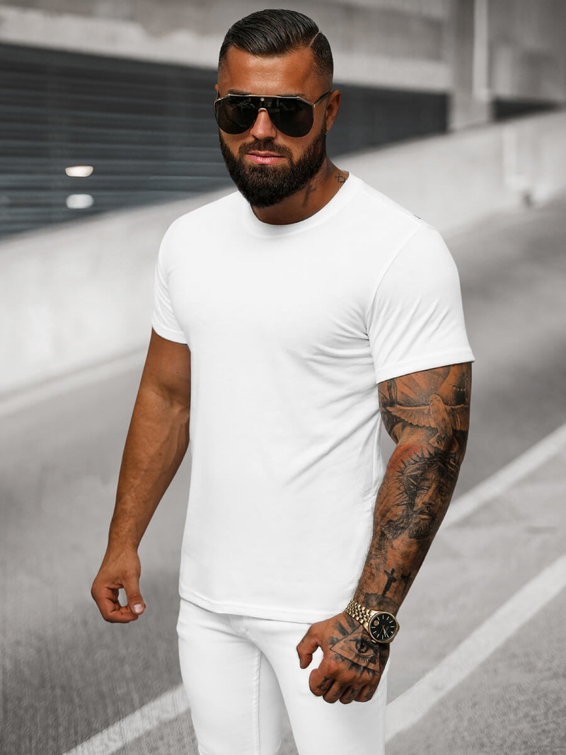 T-shirt męski biały OZONEE O/T1277/1