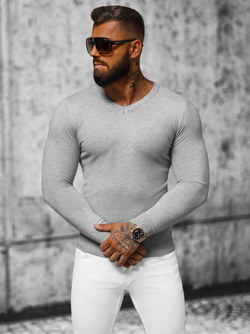 Sweter męski szary OZONEE NB/MMB601/2Z