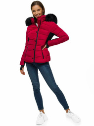 Kurtka zimowa damska z futerkiem bordowa OZONEE O/DK066/4