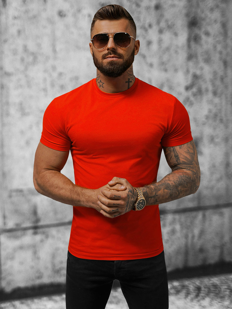 T-shirt męski slim fit czerwony OZONEE NB/MT3001