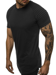 T-Shirt męski bez nadruku czarny OZONEE O/1256/20