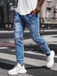 Spodnie jeansowe joggery męskie jasno-niebieskie OZONEE NB/MP0073BC