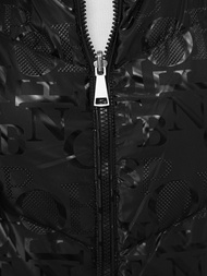 Kamizelka damska dwustronna długa pikowana z kapturem czarna OZONEE O/DK118/1