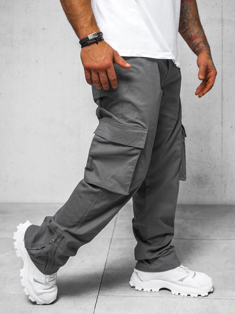 Spodnie męskie cargo wide leg grafitowe OZONEE O/G3016Z