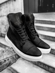 Sneakersy wysokie czarno-białe OZONEE KN/022