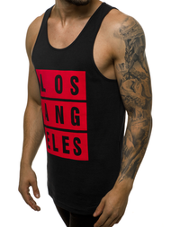 Koszulka bez rękawów męska z nadrukiem czarna OZONEE 724T