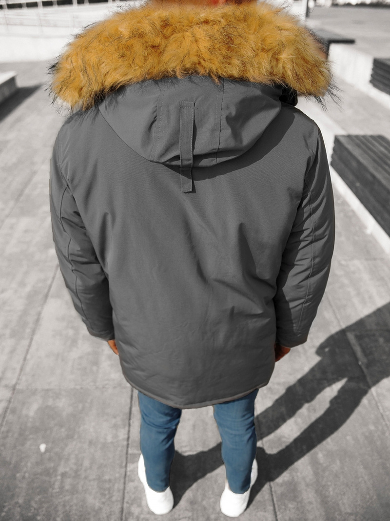 Kurtka zimowa męska parka z futerkiem grafitowa OZONEE JB/JP1173/4Z