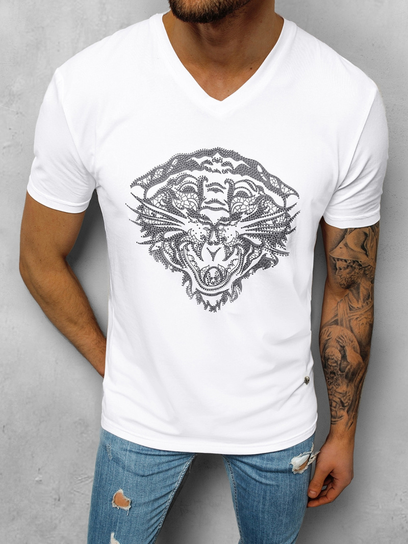 T-Shirt męski biały OZONEE NB/3011