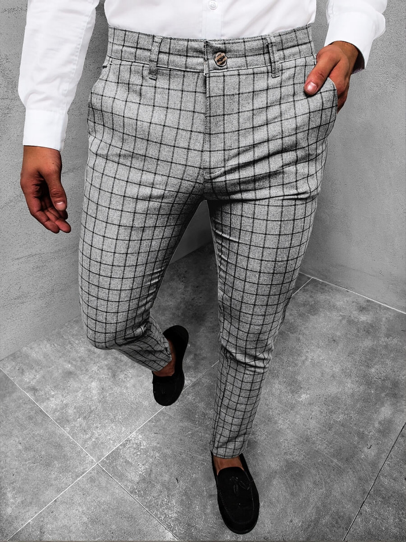 Spodnie męskie chino materiałowe szare OZONEE DJ/5510