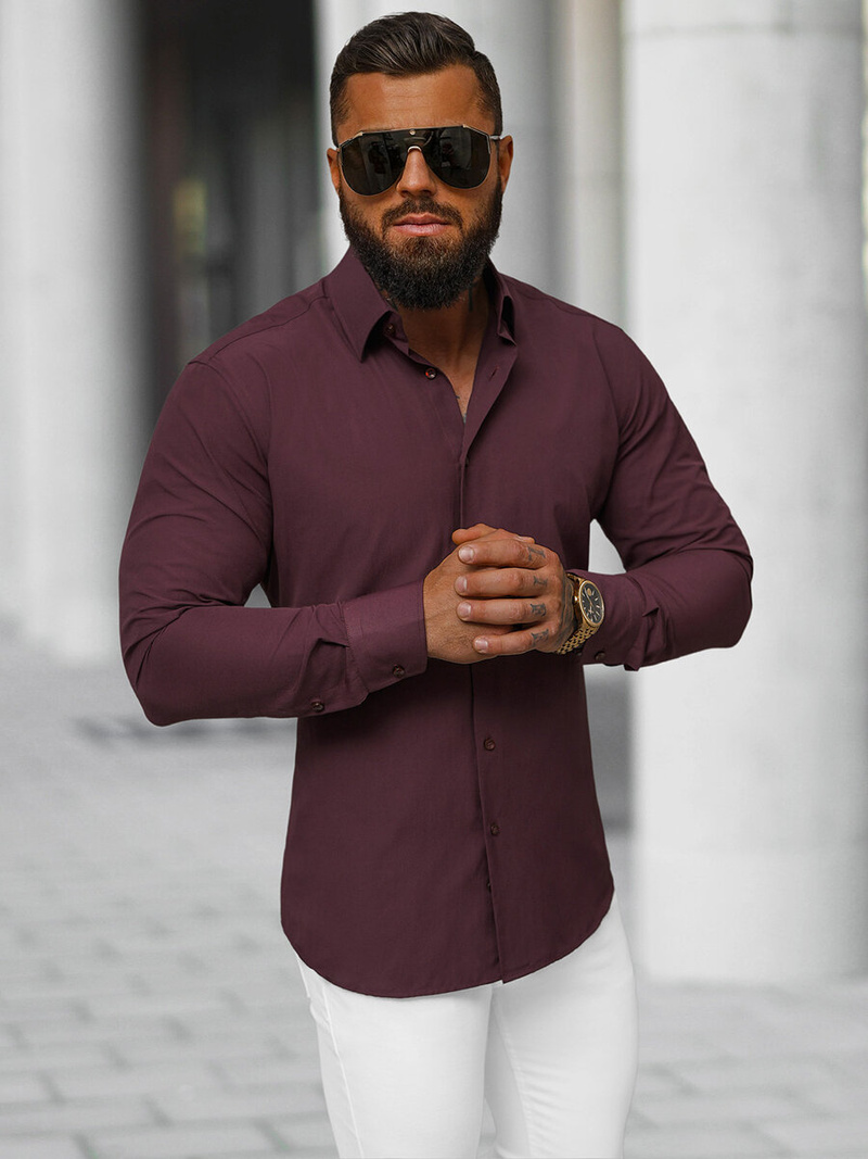 Koszula męska bordowa OZONEE O/V116