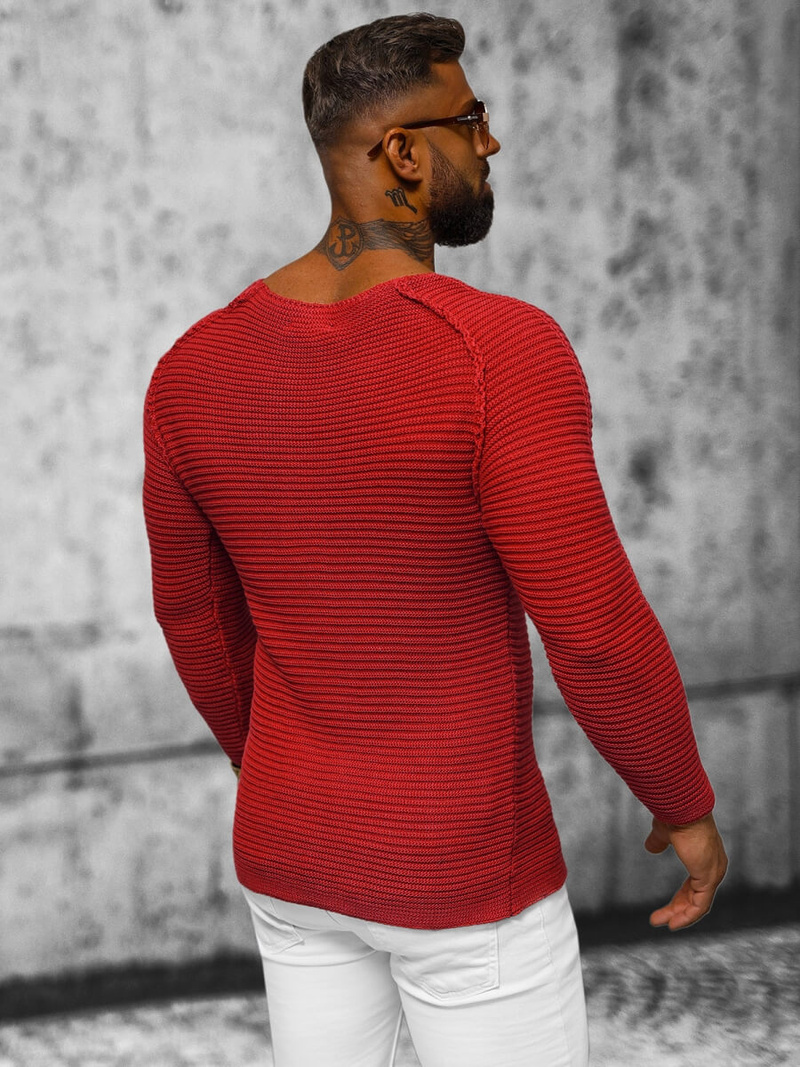 Sweter męski czerwony OZONEE L/1442Z