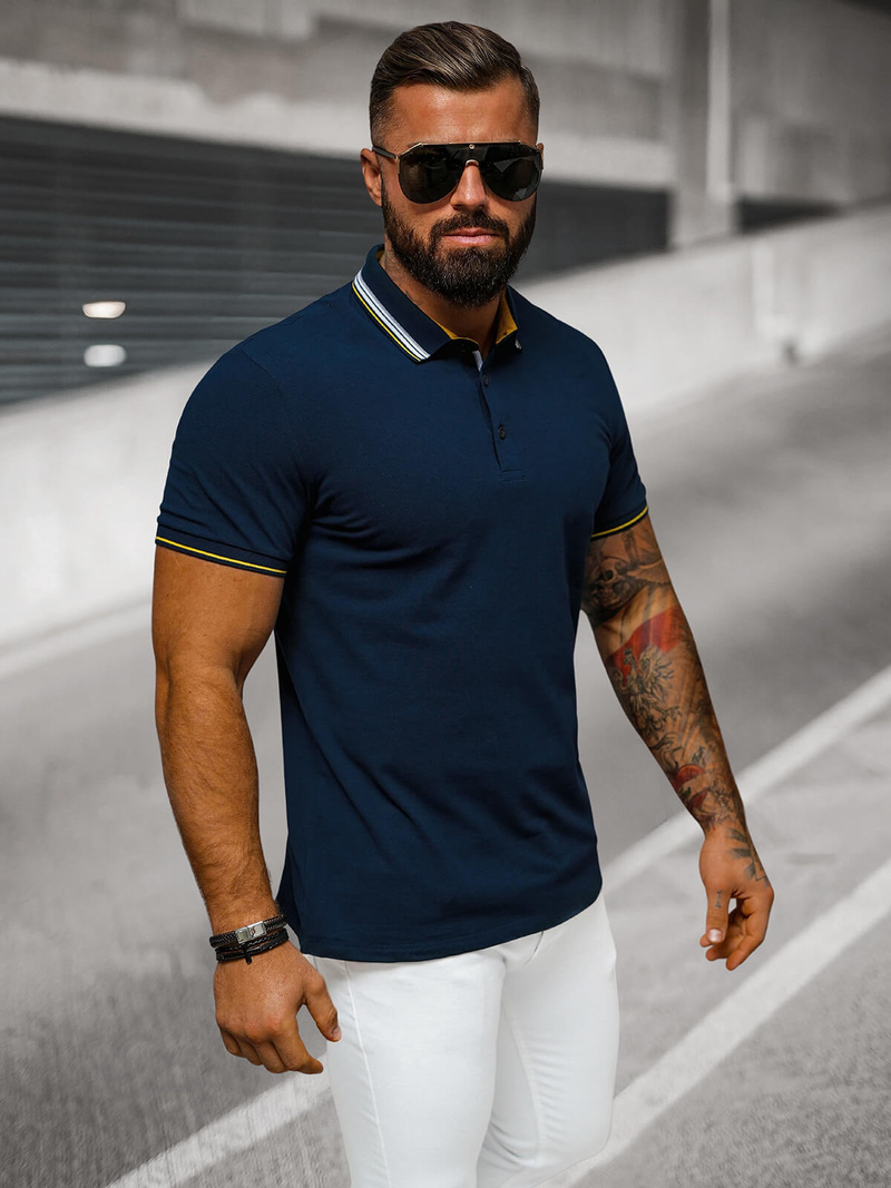 Koszulka męska polo granatowa OZONEE O/DA729