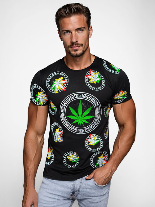 T-shirt męski z nadrukiem czarny OZONEE O/T135/3Z