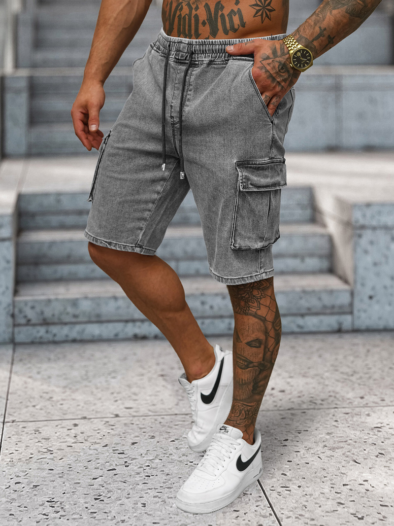 Шорти джинові чоловічі ciрий OZONEE NB/MP0313GC